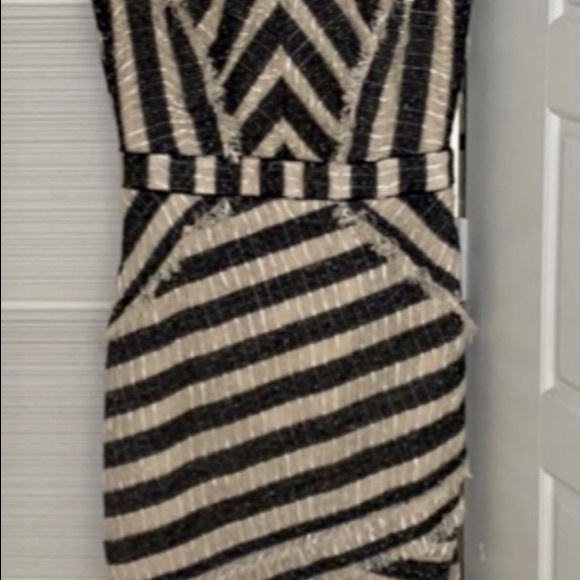 New Med strapless v-neck midi Unique fringed dress - Picture 10 of 12